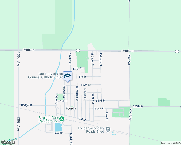 map of restaurants, bars, coffee shops, grocery stores, and more near 405-407 7th St in Fonda