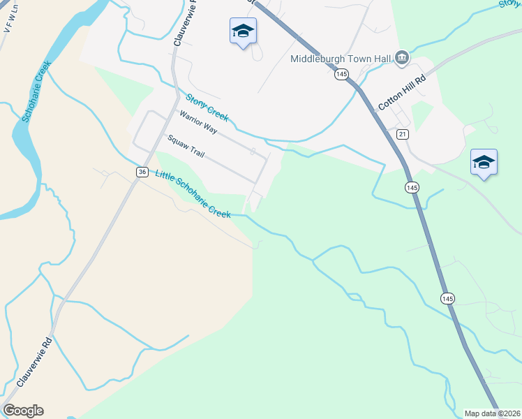 map of restaurants, bars, coffee shops, grocery stores, and more near 104 Papoose Path in Middleburgh