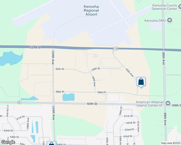 map of restaurants, bars, coffee shops, grocery stores, and more near 5301 99th Avenue in Kenosha