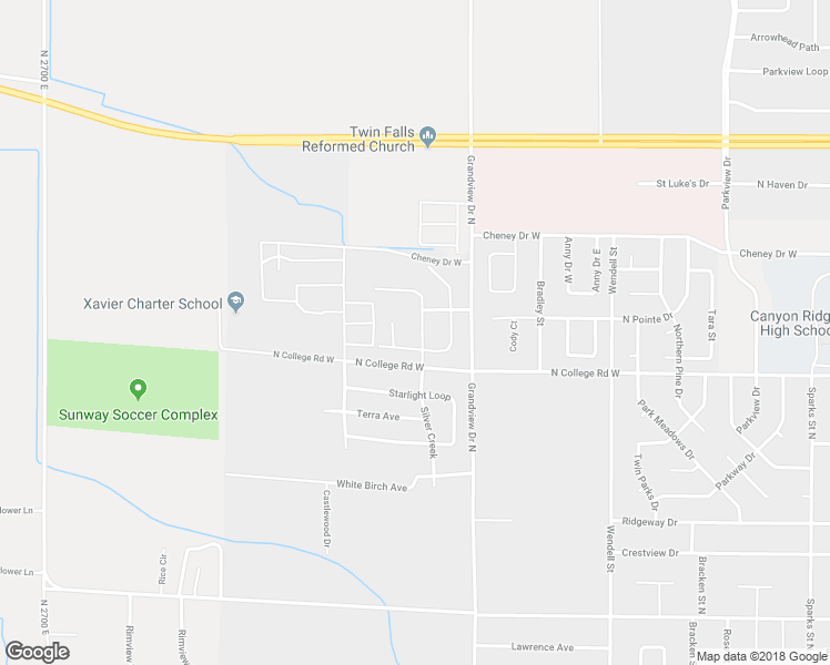 map of restaurants, bars, coffee shops, grocery stores, and more near 1337 Silver Creek in Twin Falls