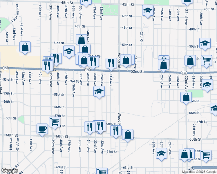 map of restaurants, bars, coffee shops, grocery stores, and more near 5316 31st Avenue in Kenosha
