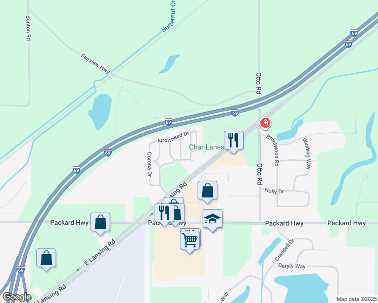 map of restaurants, bars, coffee shops, grocery stores, and more near 507 Hughes Drive in Charlotte