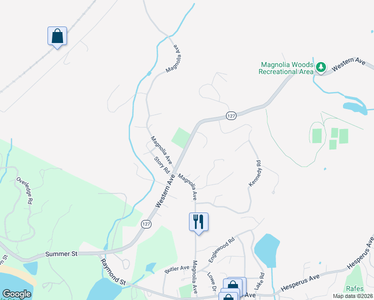 map of restaurants, bars, coffee shops, grocery stores, and more near 618 Western Avenue in Gloucester