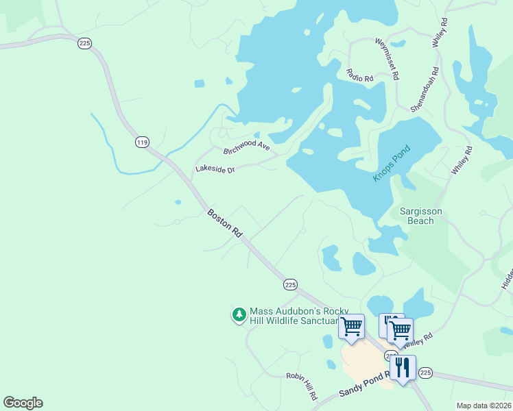 map of restaurants, bars, coffee shops, grocery stores, and more near 25 Old Lantern Lane in Groton