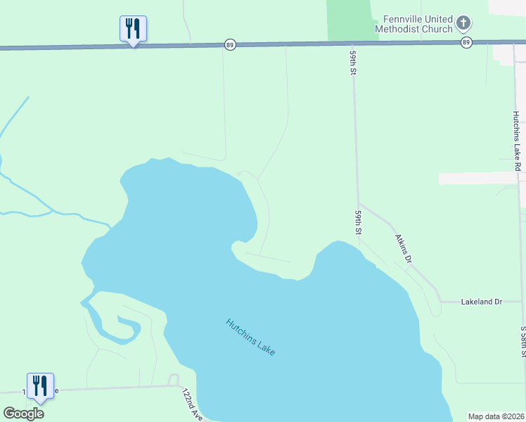 map of restaurants, bars, coffee shops, grocery stores, and more near 2352 Eagle Point Drive in Fennville