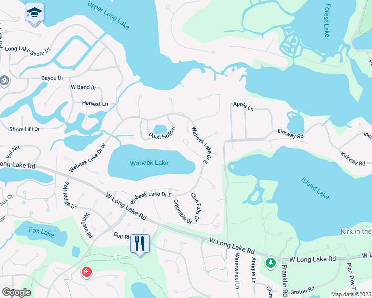 map of restaurants, bars, coffee shops, grocery stores, and more near 1785 Alexander Drive in Bloomfield Township