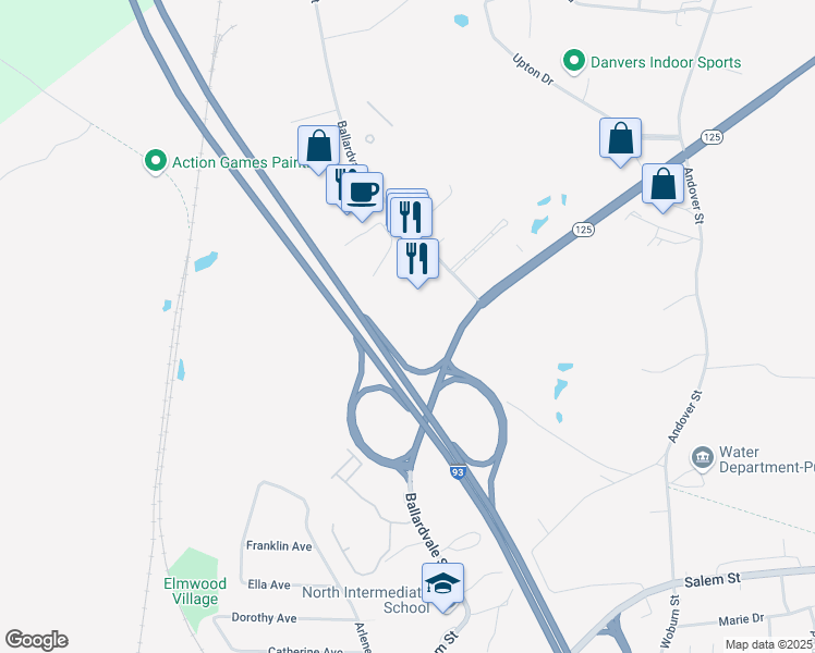 map of restaurants, bars, coffee shops, grocery stores, and more near 200 Ballardvale Street in Wilmington