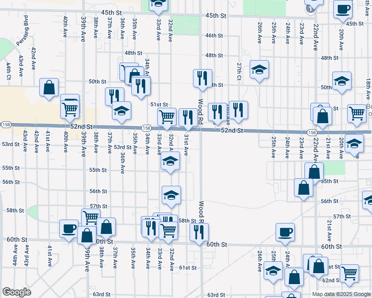 map of restaurants, bars, coffee shops, grocery stores, and more near 5316 31st Avenue in Kenosha