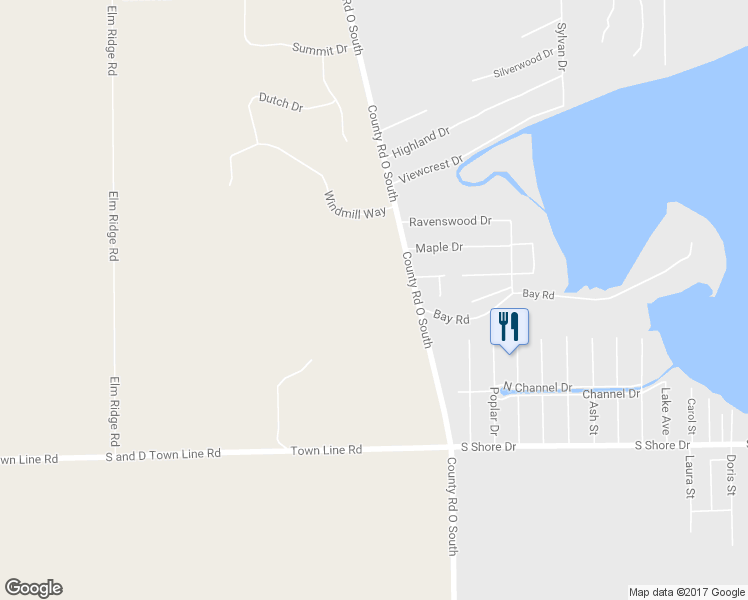 map of restaurants, bars, coffee shops, grocery stores, and more near 2633 County Road O South in Delavan