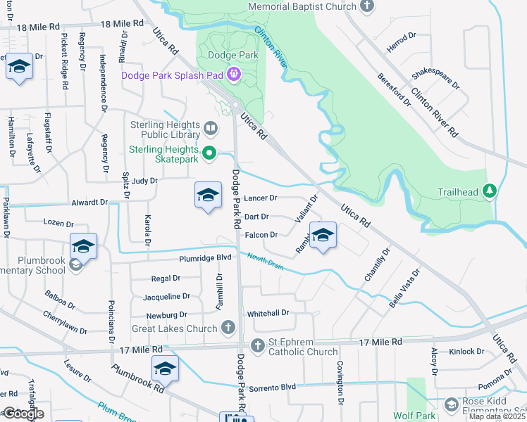 map of restaurants, bars, coffee shops, grocery stores, and more near 11622 Dart Drive in Sterling Heights