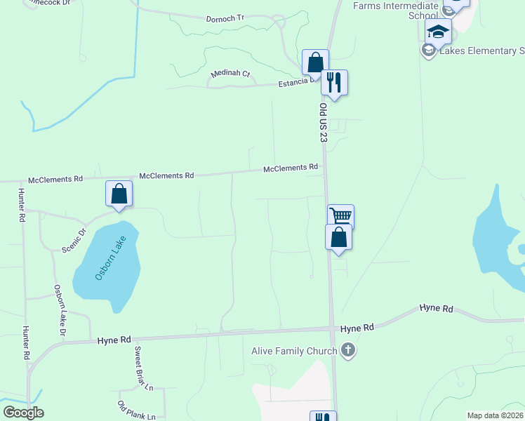 map of restaurants, bars, coffee shops, grocery stores, and more near 1181 Xanadu Court in Brighton