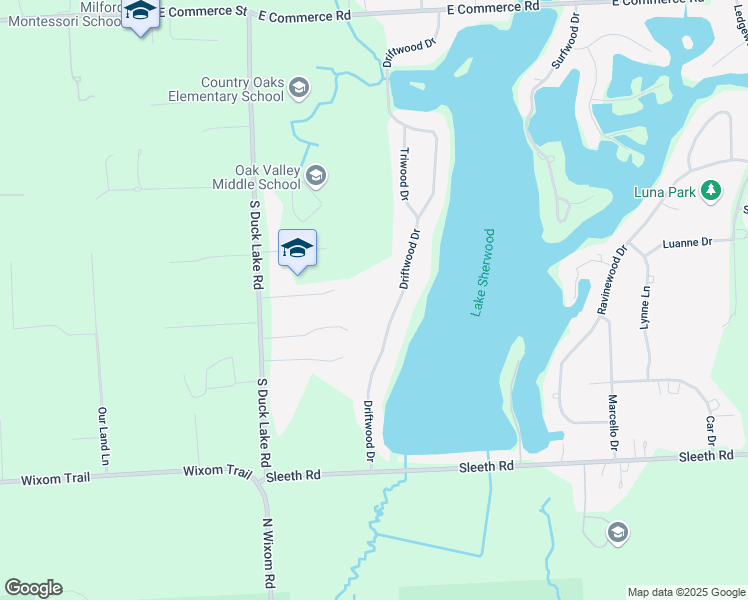 map of restaurants, bars, coffee shops, grocery stores, and more near 4160 Rolling Pines Drive in Commerce Charter Township