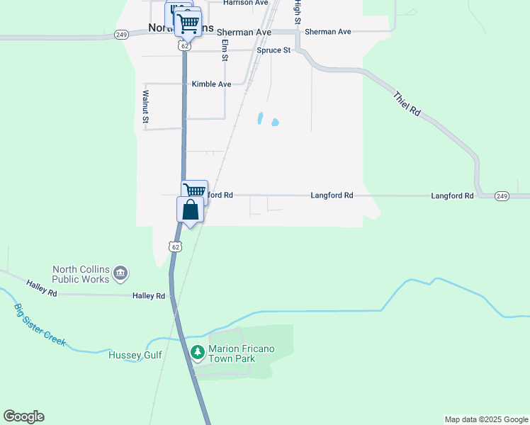 map of restaurants, bars, coffee shops, grocery stores, and more near 2099 Weiser Court in North Collins