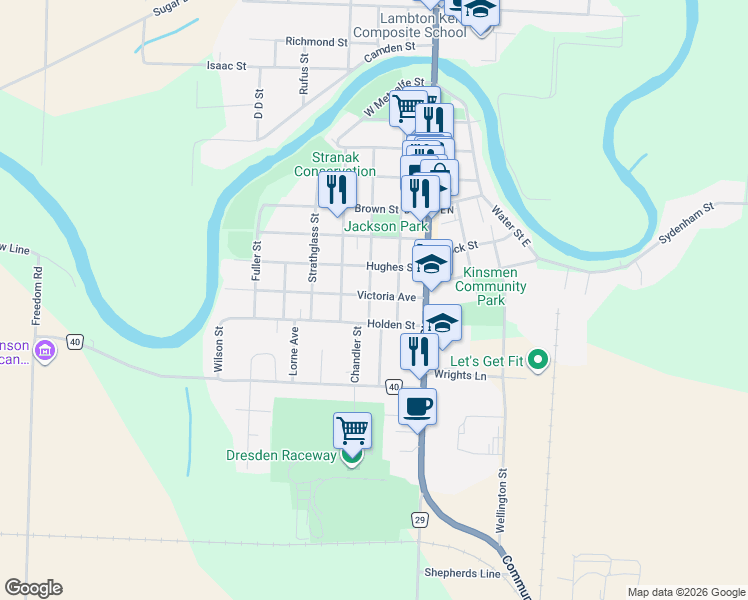 map of restaurants, bars, coffee shops, grocery stores, and more near 890 Centre Street in Dresden