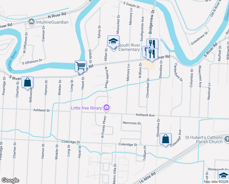 map of restaurants, bars, coffee shops, grocery stores, and more near 39905 Tara Court in Harrison Township