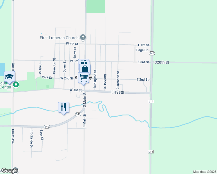 map of restaurants, bars, coffee shops, grocery stores, and more near 200-212 East 2nd Street in Kingsley
