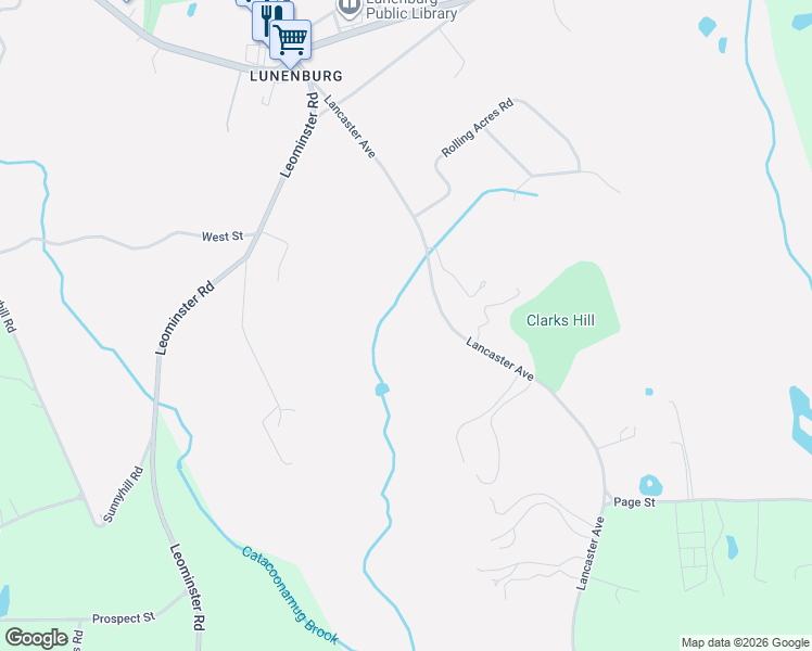 map of restaurants, bars, coffee shops, grocery stores, and more near 196 Lancaster Avenue in Lunenburg