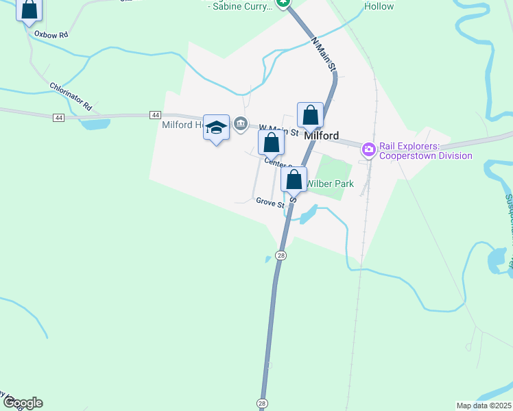 map of restaurants, bars, coffee shops, grocery stores, and more near 3 Maple St in Milford
