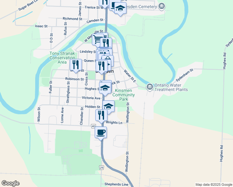 map of restaurants, bars, coffee shops, grocery stores, and more near 232 Sydenham Street in Dresden