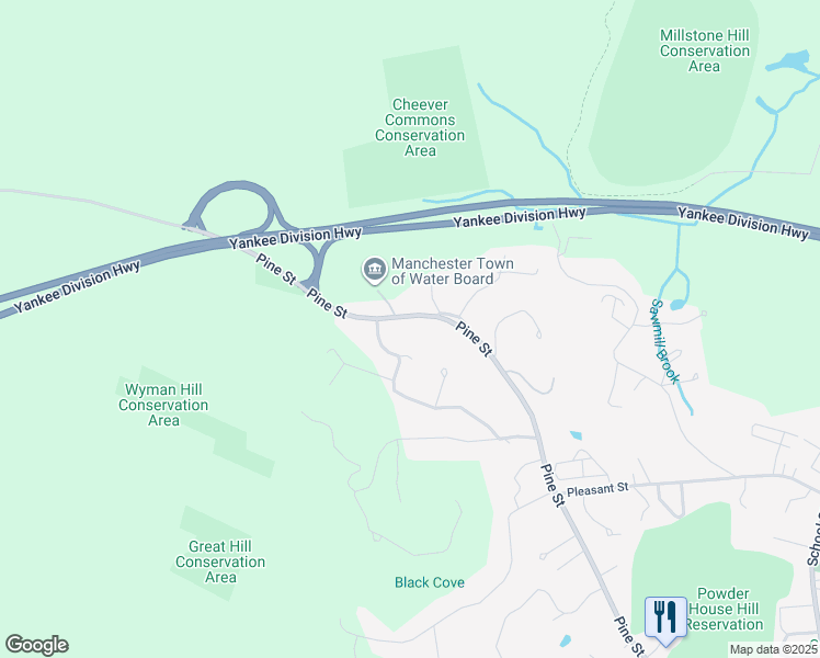map of restaurants, bars, coffee shops, grocery stores, and more near 160 Pine Street in Manchester-by-the-Sea
