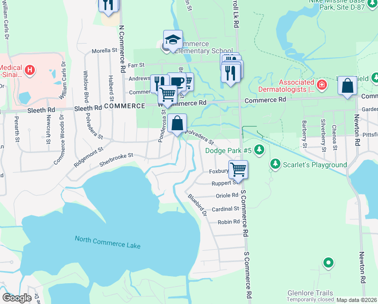 map of restaurants, bars, coffee shops, grocery stores, and more near 321 Creedmore Street in Oakland County