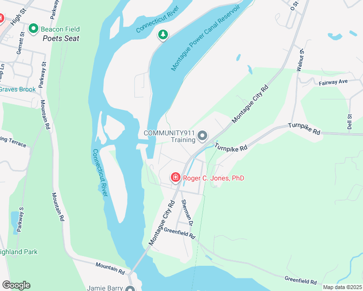 map of restaurants, bars, coffee shops, grocery stores, and more near 11 Depot Street in Montague