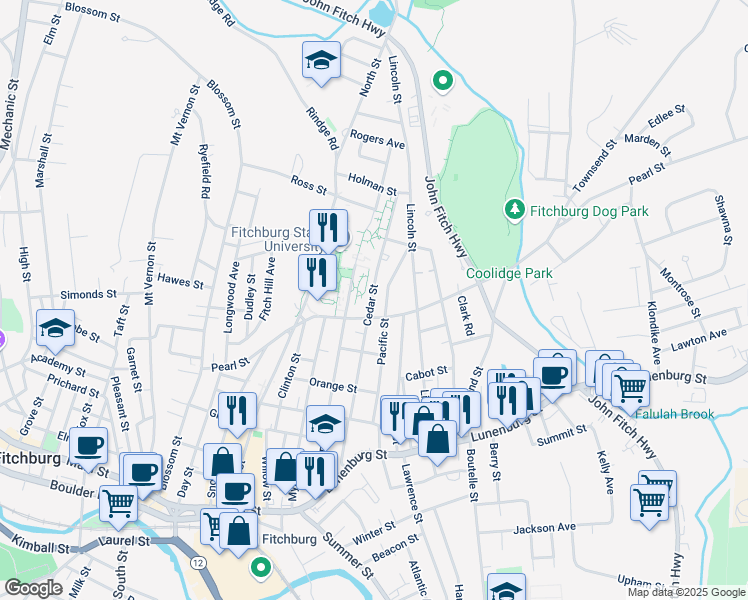 map of restaurants, bars, coffee shops, grocery stores, and more near 84 Pacific Street in Fitchburg