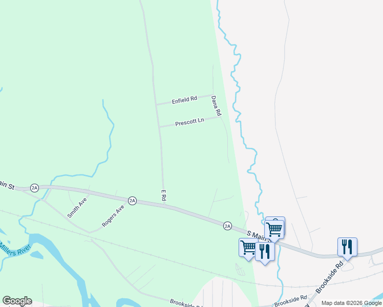 map of restaurants, bars, coffee shops, grocery stores, and more near 40 East Road in Orange