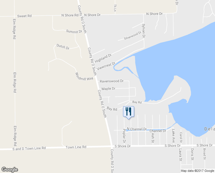 map of restaurants, bars, coffee shops, grocery stores, and more near 4132 Maple Drive in Delavan