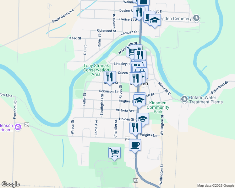 map of restaurants, bars, coffee shops, grocery stores, and more near 620 Cross Street in Dresden