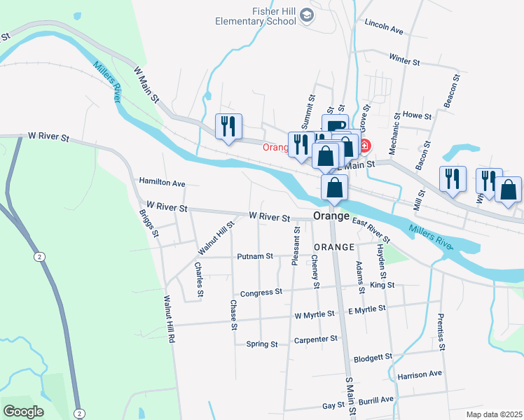 map of restaurants, bars, coffee shops, grocery stores, and more near 19 McCarthy Ln in Orange