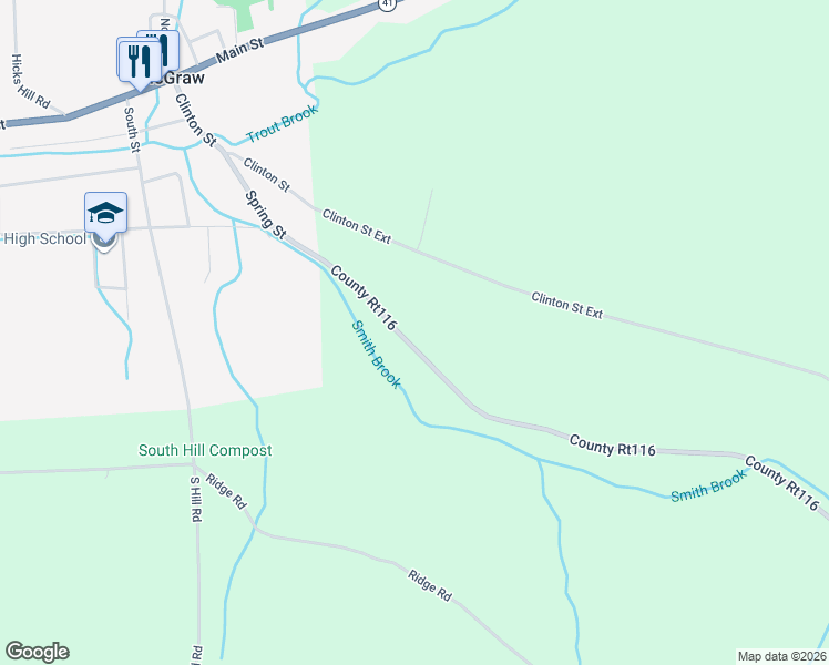 map of restaurants, bars, coffee shops, grocery stores, and more near 3786 County Rt116 in McGraw