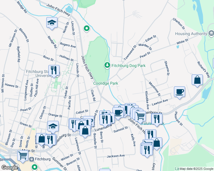 map of restaurants, bars, coffee shops, grocery stores, and more near 205 Townsend Street in Fitchburg