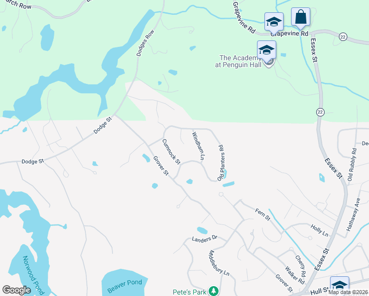 map of restaurants, bars, coffee shops, grocery stores, and more near 9 Thaxton Road in Beverly