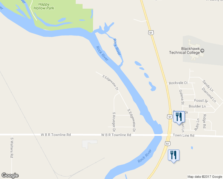 map of restaurants, bars, coffee shops, grocery stores, and more near 6224 South Edgewater Drive in Beloit