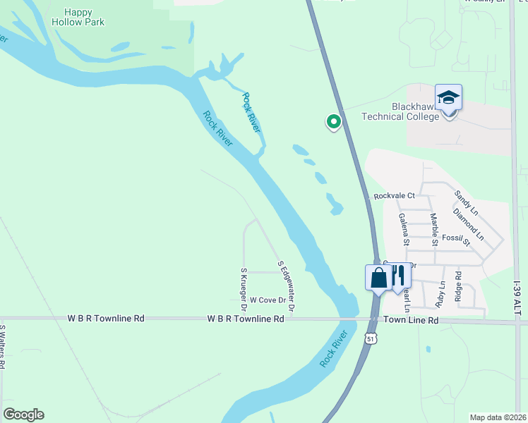 map of restaurants, bars, coffee shops, grocery stores, and more near 6229 South Edgewater Drive in Beloit