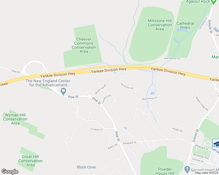 map of restaurants, bars, coffee shops, grocery stores, and more near 9 Moses Hill Road in Manchester-by-the-Sea