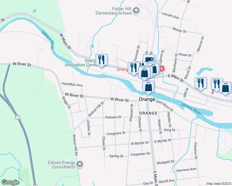 map of restaurants, bars, coffee shops, grocery stores, and more near 19 McCarthy Ln in Orange