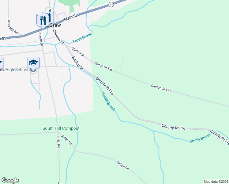 map of restaurants, bars, coffee shops, grocery stores, and more near 3786 County Rt116 in McGraw