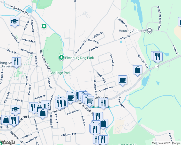 map of restaurants, bars, coffee shops, grocery stores, and more near 13 Mary Anna Drive in Fitchburg