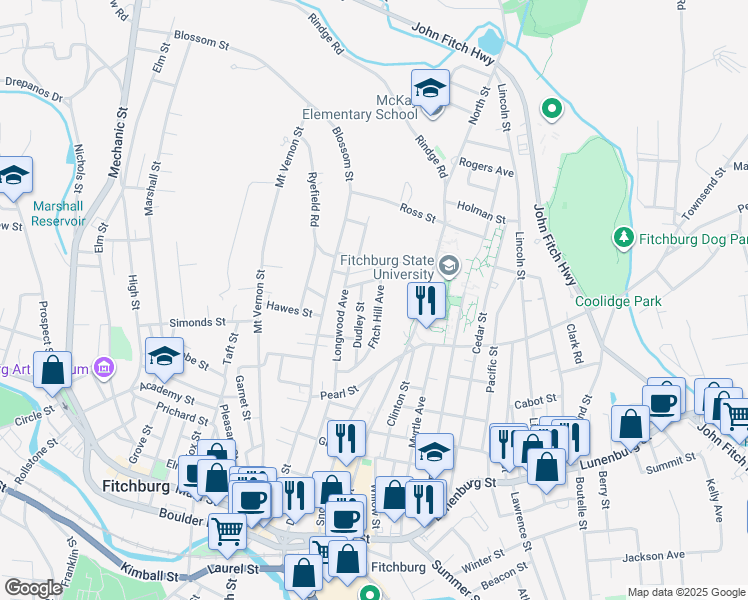 map of restaurants, bars, coffee shops, grocery stores, and more near 111 Fitch Hill Avenue in Fitchburg