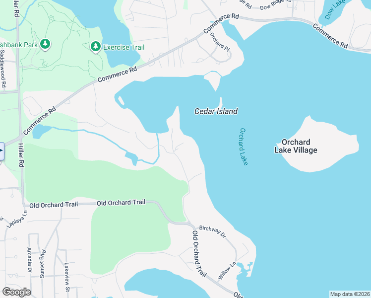 map of restaurants, bars, coffee shops, grocery stores, and more near 3329 West Shore Drive in Orchard Lake Village