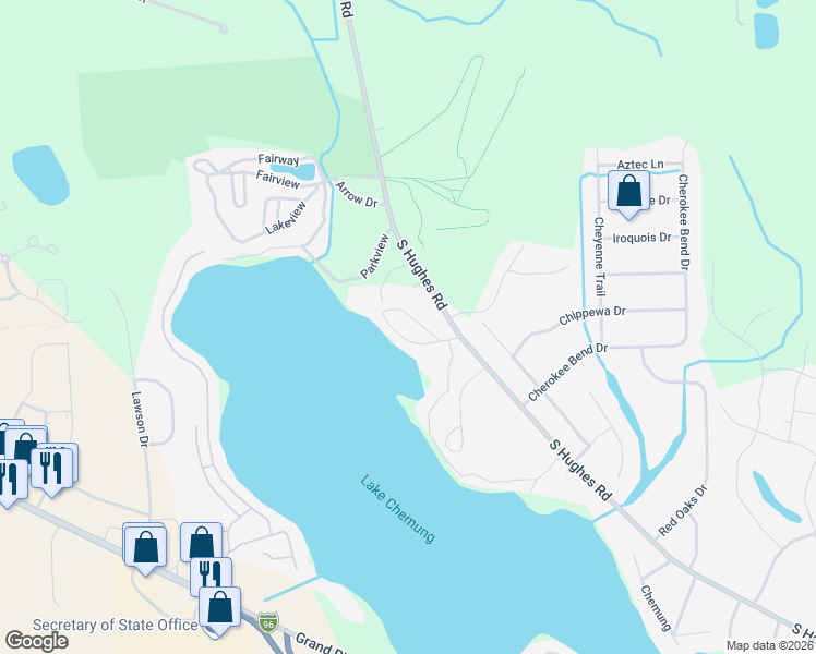 map of restaurants, bars, coffee shops, grocery stores, and more near 574 Hilltop Drive in Howell