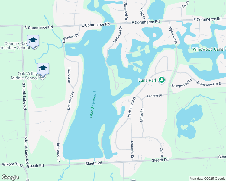 map of restaurants, bars, coffee shops, grocery stores, and more near 4701 Surfwood Drive in Commerce Charter Township