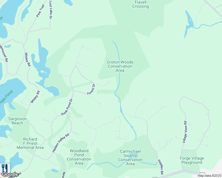 map of restaurants, bars, coffee shops, grocery stores, and more near 22 Winding Way in Groton