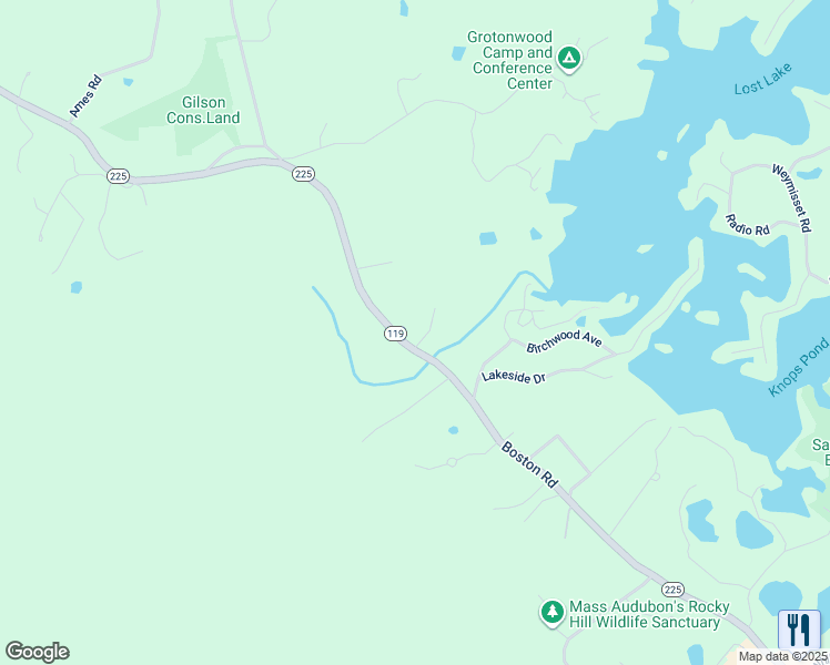 map of restaurants, bars, coffee shops, grocery stores, and more near 499A Boston Road in Groton
