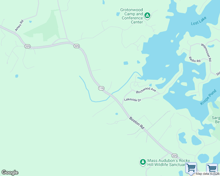 map of restaurants, bars, coffee shops, grocery stores, and more near Brook Avenue in Groton