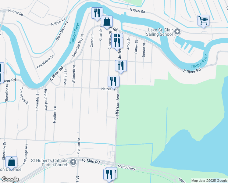 map of restaurants, bars, coffee shops, grocery stores, and more near in Macomb County