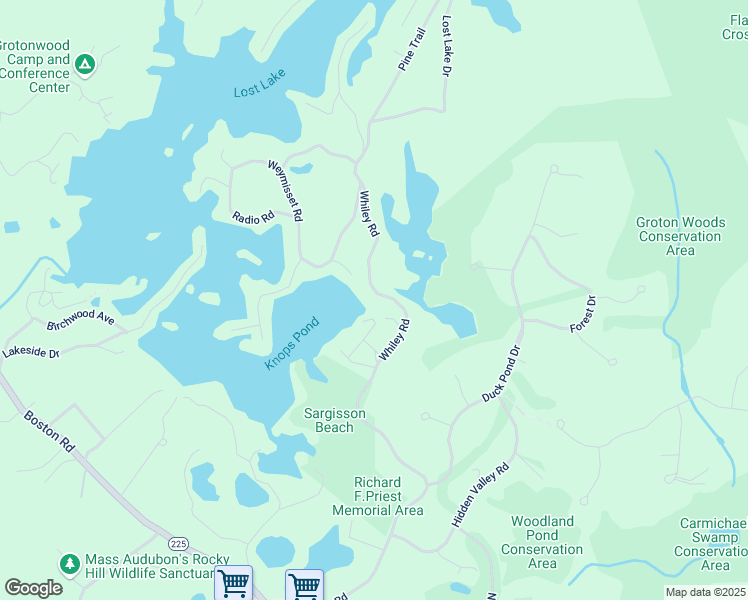 map of restaurants, bars, coffee shops, grocery stores, and more near 263 Whiley Rd in Groton