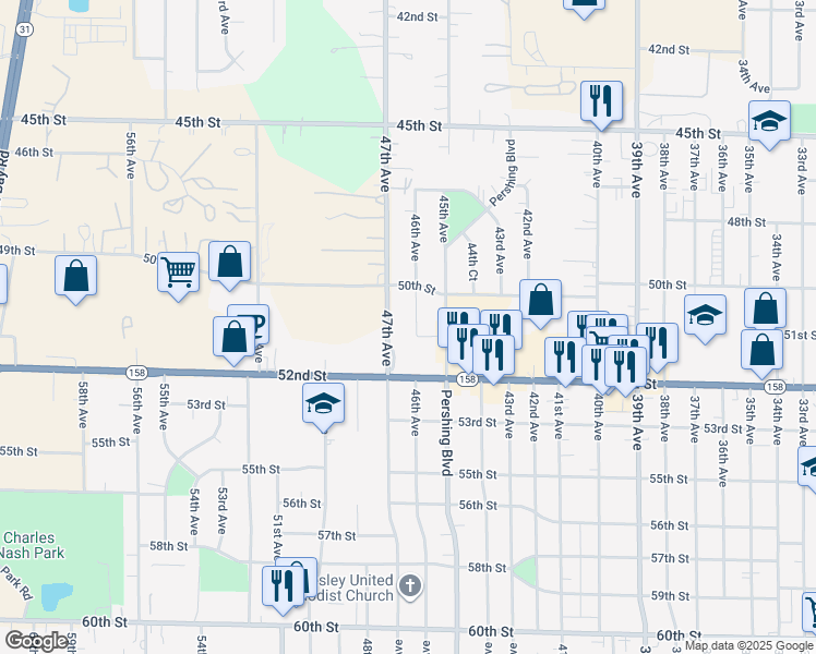 map of restaurants, bars, coffee shops, grocery stores, and more near 5038 46th Avenue in Kenosha